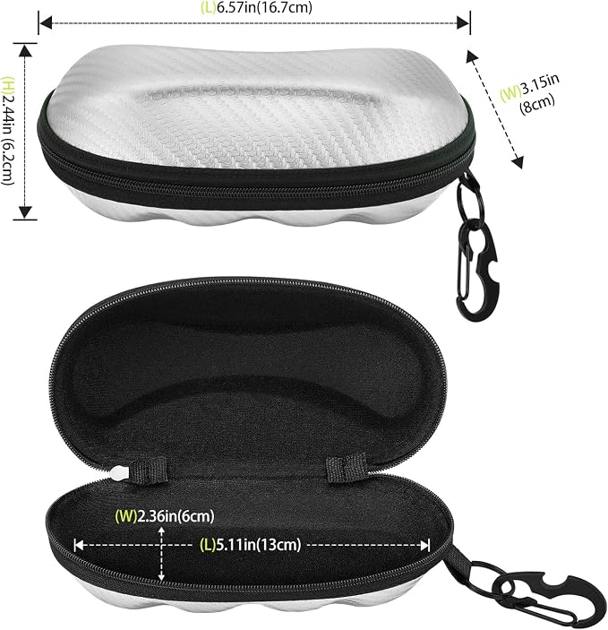 MoKo Semi Hard Shell Sunglasses Case, Unisex Protective Eyeglass Case Glasses Case Holder with Metal Hanging Hook