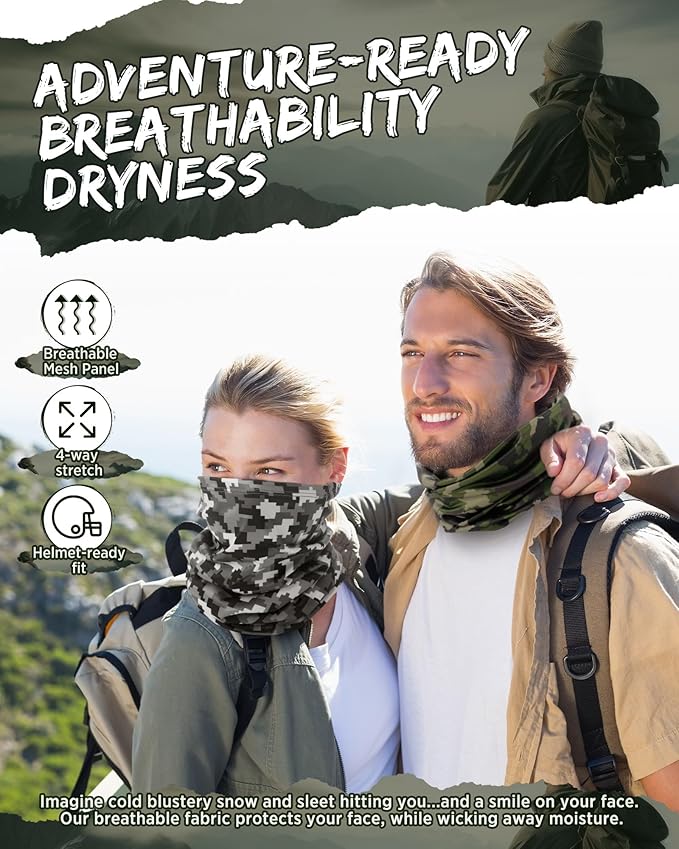 Cuffbow 12 Pack Neck Gaiters Face Mask Balaclava for Men Women Cooling Neck Gaiter Summer UV Protection Scarf