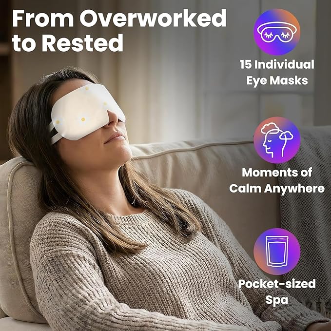 Lure Essentials Steam Eye Mask, Heated Eye Mask, Self Heating Warm Compress for Dry Eyes, Fast Relief for Stye, Puffy Sensitive Eyes, Moist Heat, Relaxation Gifts for Women and Men - Variety