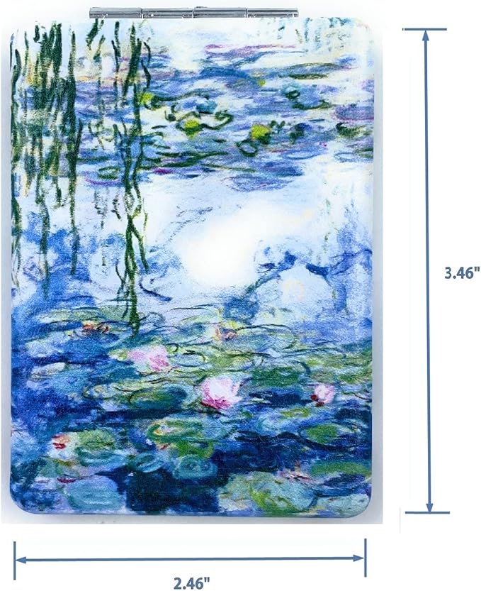 Small Hand Mirror Rectangular Compact Magnifying Mirrors Mini Pocket Purse Mirror Compact Travel Mirror Water Lilies Gifts for Women