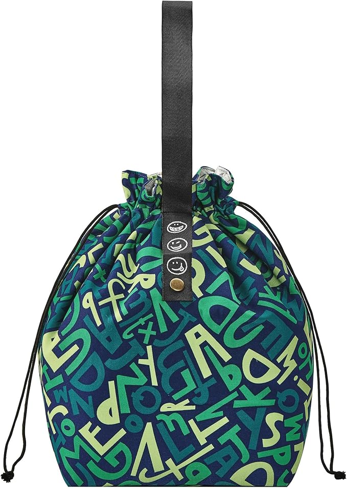 Reusable Drawstring Lunch Bag,Insulated Handbag Tote bag with Handle,Lunch Sackand Drawstring Closure for Women Work Picnic or Travel(GREEN 1)