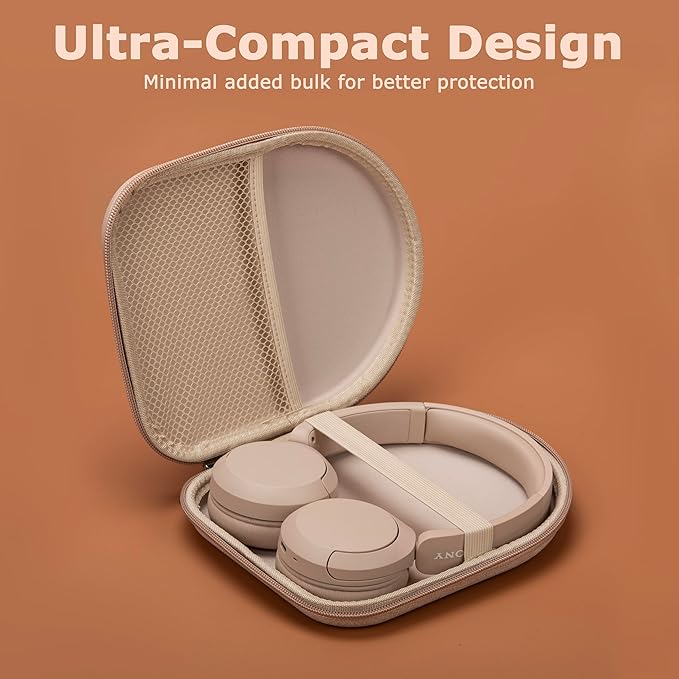 Ginsco Case Compatible with JBL Tune 510BT/520BT/500BT with Sony WH-CH520/510, Ultra-Slim Hard Shell Headphone Case for On Ear Headphones (Beige)