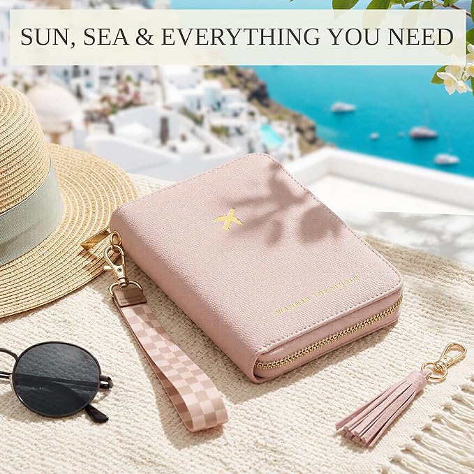 Beautiful Passport Holder for Travel with Wristlet Strap - All-in-One Wallet for Women with Card Slots and Tassel Keychain - Perfect RFID Blocking Case to Keep Your Travel Documents Organized & Safe