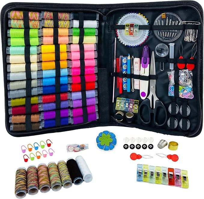 HYHJMISTY Sewing kit, Needle and Thread Kit for Sewing, 186 Pcs Sewing Accessories for Travel, Home, School and DIY Gift, Needles, Scissors, 43XL Thread Spools