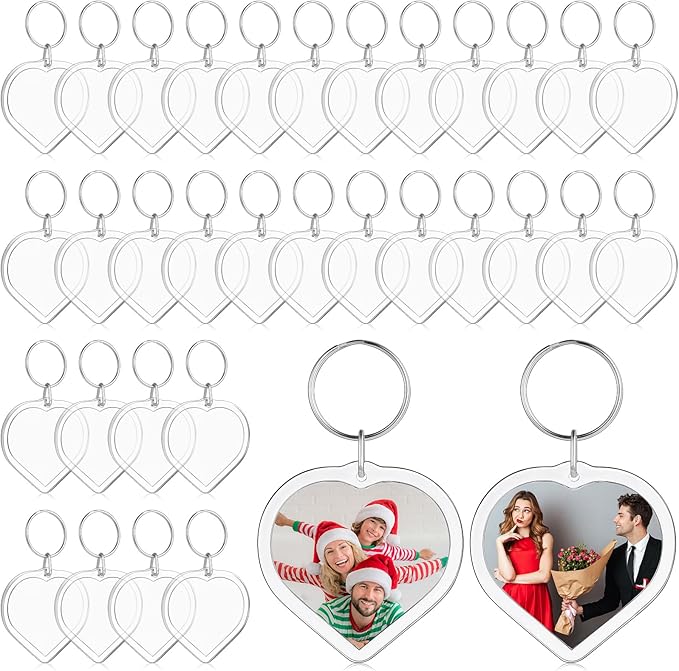 MTLEE 150 Pcs Photo Insert Keychain Clear Acrylic Picture Keychains Picture Frame Blank Photo Insert Keyring