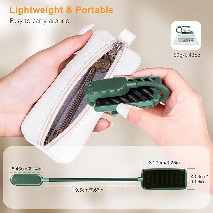 Gritin 16 LED Rechargeable Book Light for Reading in Bed- Eye Caring 3 Color Temperatures, Stepless Dimming Brightness, 80 Hrs Runtime, Lightweight Flexible Clip on Light for Book Lovers-Green