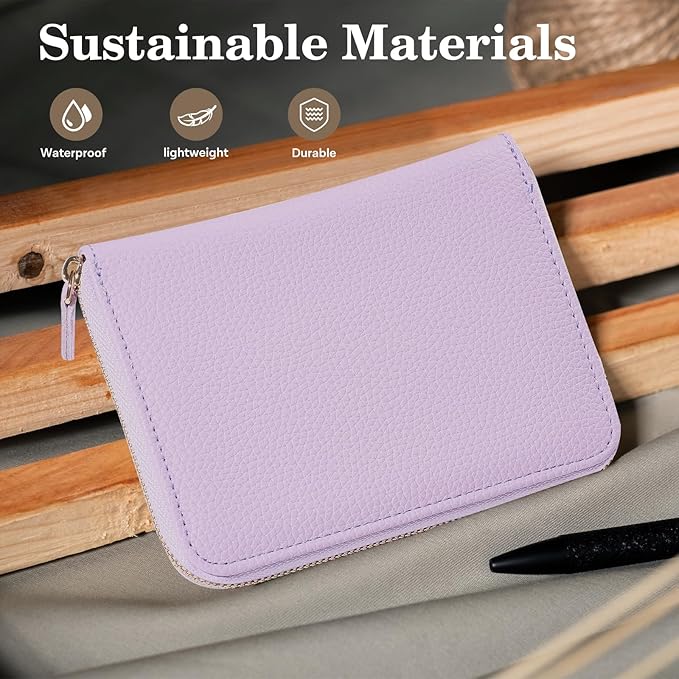 CoBak Passport Holder Cover with Safe Zipper Closure, Premium Passport Wallet for Travel, RFID Blocking Card Case, Waterproof Travel Accessories for Women, Paisley Purple
