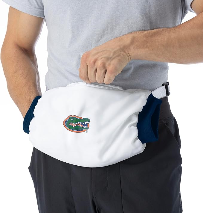 Northwest NCAA Florida Gators Hand Warmer with Adjustable Waist Strap, Officially Licensed Cold Weather Hand Muff for College Sports, Outdoor Sports, Insulated Pocket, Polyester, 7 x 15 in