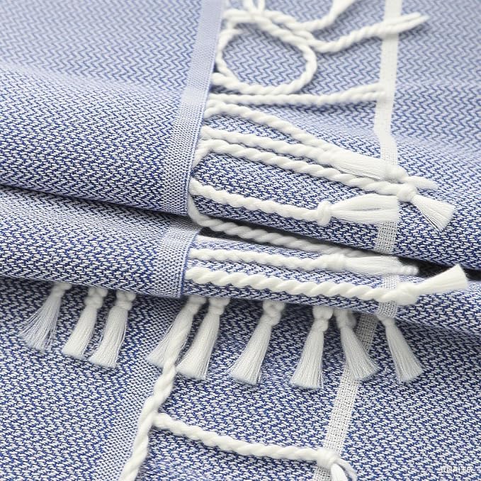 YSYJ 24 Pack Turkish Beach Towel 36"x71" Beach Towels Oversized Bath Towels Sand Free Quick Dry Turkish Towel Bulk Extra Large Pool Blanket Navy