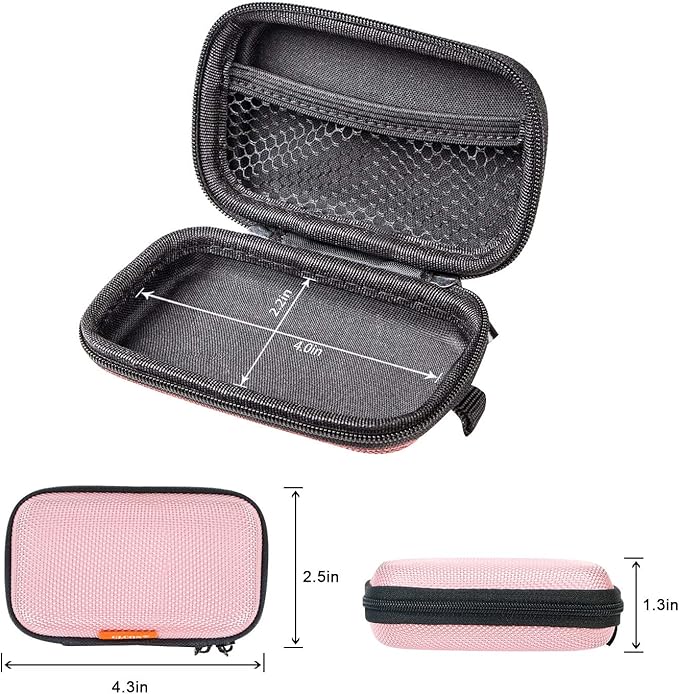 Earphone Earbud Carrying Case Holder - Lightweight Mini Universal Storage Pouch Bag for Wired Earbuds, Airpods, Bluetooth Headset, Wall Charger Adapter, USB Cable, Cell Phone Accessories - Pink