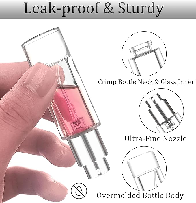 5ml Perfume Travel Refillable Bottle Perfume Atomizer, Travel Size Perfume Bottle,10pcs Glass Bayonet Mount Fragrance Atomizers for Trip, Leak-proof Cologne Sprayer Bottles