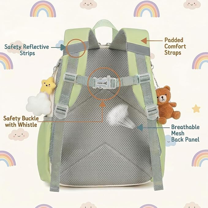 BTOOP Kids Backpack for Boys Girls 3-6, Preschool Kindergarten Backpack with Insulated Lunch Compartment & Chest Strap, Cute Lightweight School Travel Bag Fits A4 Folder