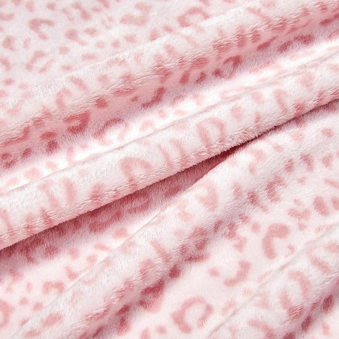 Edenleaf Leopard Print Blanket Fleece Throw for Bed Sofa Travel and Camping, Super Soft Cozy Fluffy Plush Cheetah Print Blanket for All Seasons 50"x60" (Light Pink)