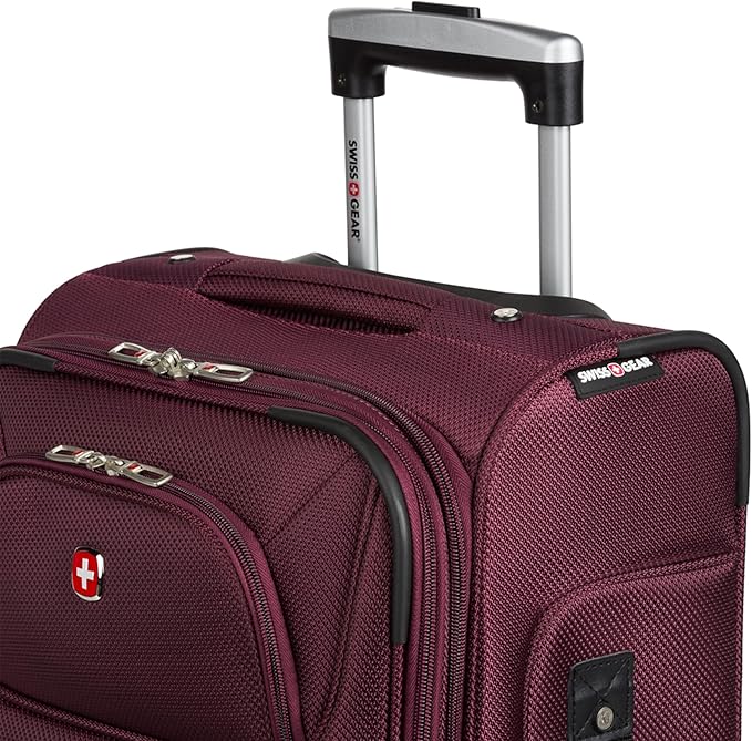 SWISSGEAR Sion Softside Expandable Spinner Luggage Durable Lightweight Travel Suitcase, Merlot, Carry-On