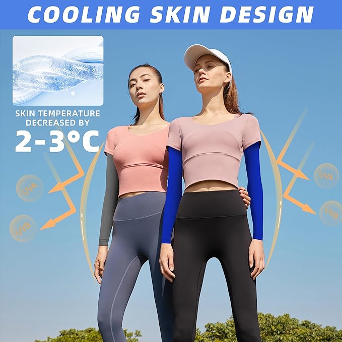 BHYTAKI UV Sun Protection Arm Sleeves, UPF 50 Sports Cooling Arm Compression Sleeves for Men Women Teenager
