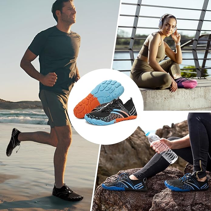 ATHMILE Hiking Barefoot Water Shoes for Women Men Beach Swim Aqua Pool River Quick Dry Athletic Wide Toe Outdoor Sport Kayaking Boating Rock Climbing Yoga Lake