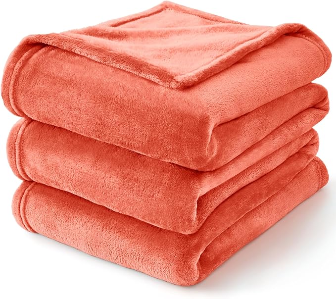 BEDELITE Fleece Blanket Twin Size Coral Red Throw Blankets for Couch & Bed, Luxury Plush Cozy Fuzzy Blanket 60x80 inches, Super Soft Warm Lightweight Throw Blanket for Travel Camping