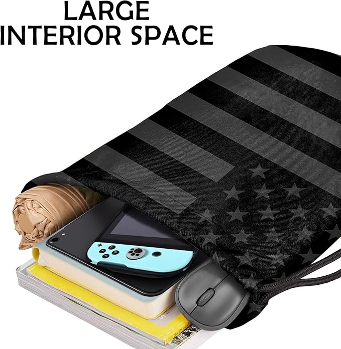Drawstring Backpack for String Bag Waterproof Cute Sports Beach Swimming Travel (13"×17")-Flag