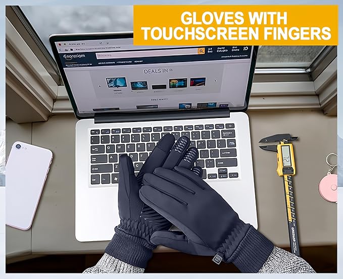 FEWTUR Winter Waterproof Gloves for Women and Men - Thermal Gloves with Touchscreen Fingers, Warm Gloves for Running, Bike and Hiking Cold Weather