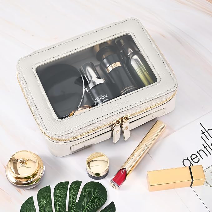 Aveniee Clear Makeup Bag Organizer,Travel Toiletry Bag for Women,Waterproof Cosmetic Pouch with Zippers,Car Accessories Organizers and Storage Case,Grey,Medium Classic