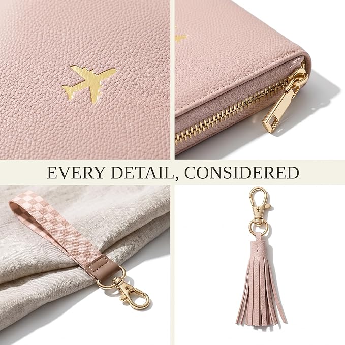 Beautiful Passport Holder for Travel with Wristlet Strap - All-in-One Wallet for Women with Card Slots and Tassel Keychain - Perfect RFID Blocking Case to Keep Your Travel Documents Organized & Safe