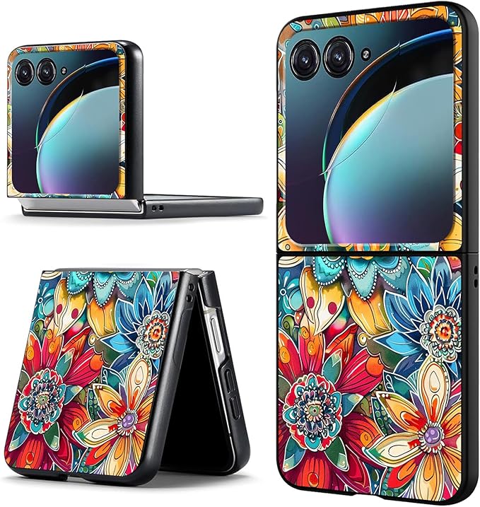 for Motorola Razr Plus 2025 Case,for Razor Plus 2025 Phone Case Cute Slim Hard PC Ultra-Thin Anti-Scratches Shockproof Protective Cover,Colorful Flower
