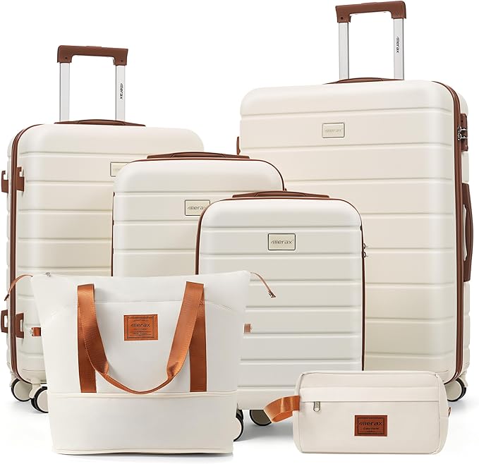 Hardside Luggage Sets, Lightweight Suitcase with Spinner Wheels, Ivory