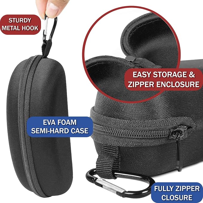 Yogo Vision Sunglasses Case 3 Pack Hard Shell with Clip Portable Travel Zipper Eyeglasses Frame Glasses Case