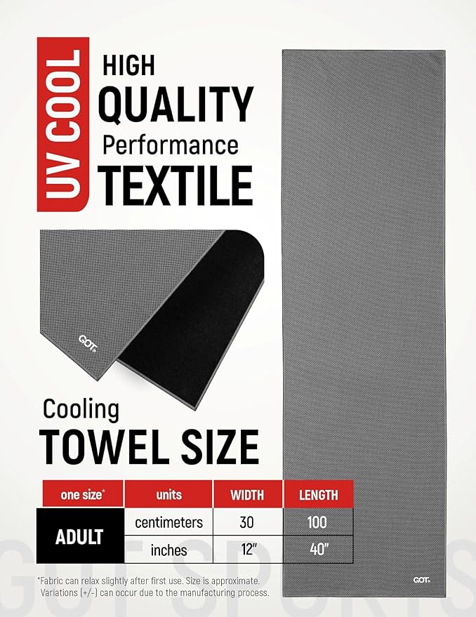 GOT Sports Cooling Towel (40" x 12") – Instant Cooling Neck & Face Wrap, Sweat Towel for Gym, Workout, Running & Extreme Heat