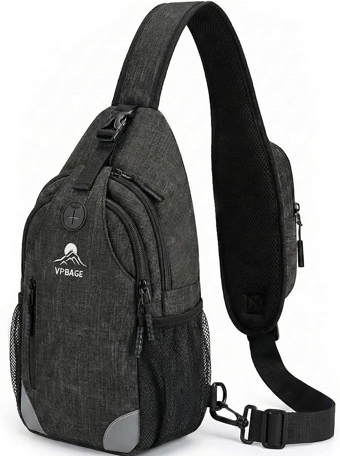 Sling Backpack for Women & Men, Crossbody Travel Bag with Water Bottle Holders, 17 Pockets, Quick-Access Phone Pocket, Hidden Security Pocket, Fits 11" Tablet, for Daily Carry, Travel, Theme Parks