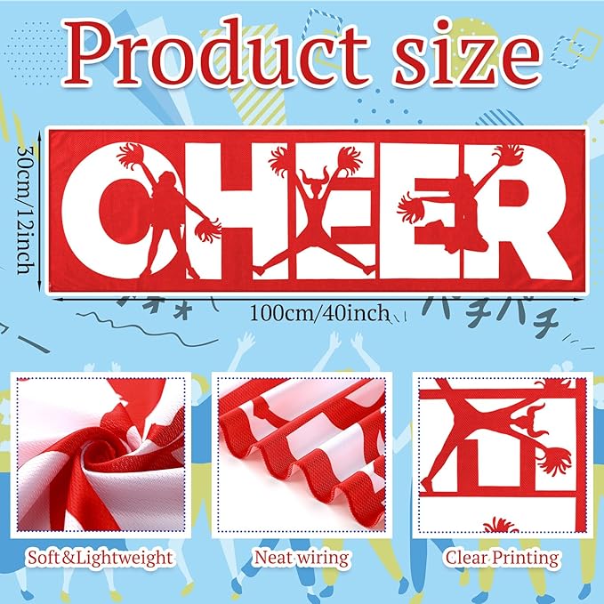 24 Pcs Cheerleader Cooling Towel Cheer Gifts Bulk for Team Cheer Sports Gifts with Bags 40" x 12" Breathable Chilly Microfiber Cooling Towel for Yoga Sport Gym Party Favor (Red)