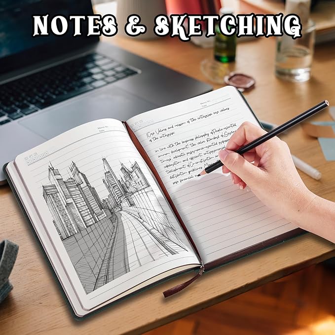 Fetinar 2026 Leather Vintage Journal Notebook,300 Pages,Leather Softcover Lined Journal Notebooks for Women Men,Notebook Journals for Writing Travel,Business,Office,8.5'' X 11.3''