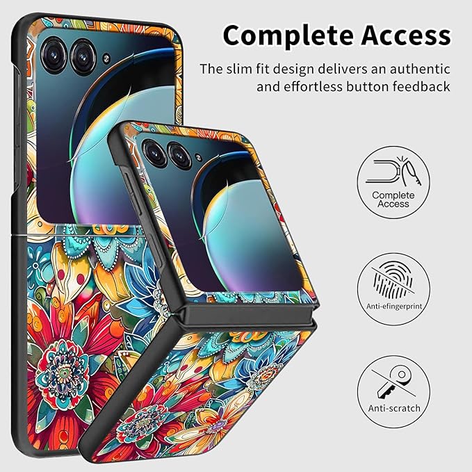 for Motorola Razr Plus 2025 Case,for Razor Plus 2025 Phone Case Cute Slim Hard PC Ultra-Thin Anti-Scratches Shockproof Protective Cover,Colorful Flower