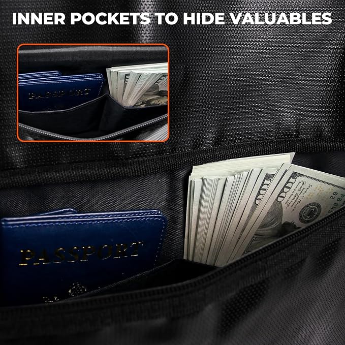 ROLOWAY Hanger Diversion Fireproof Safe, Hidden Compartment for Home & Travel, Secret Safe for Cash Hiding Under Clothes