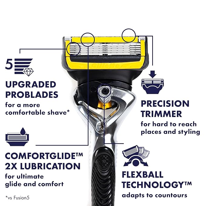 Gillette ProGlide Shield Premium Edition Razors for Men, 1 Gillette Razor, 8 ProShield Razor Blade Refills, 1 Travel Case