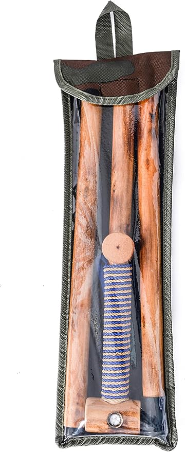 FOREST PILOT 3pc Detachable Hardwood Walking Stick for Hiking with Compass 48 Inches - Soft Hand Strap - Rubber Tip Cover
