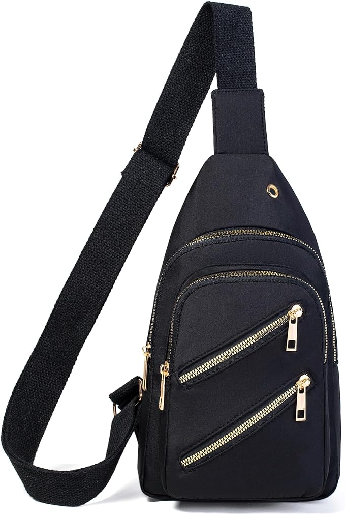 Banelu Sling Bag Crossbody Bags for Women, Small Crossbody Purses Sling Backpack Cross Body Bag for Outdoors Hiking Traveling - Black