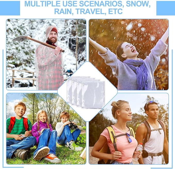 Handepo 150 Pack of Adult Rain Ponchos with Hood, Disposable Rain Ponchos, Plastic Raincoat Poncho for Adult Homeless
