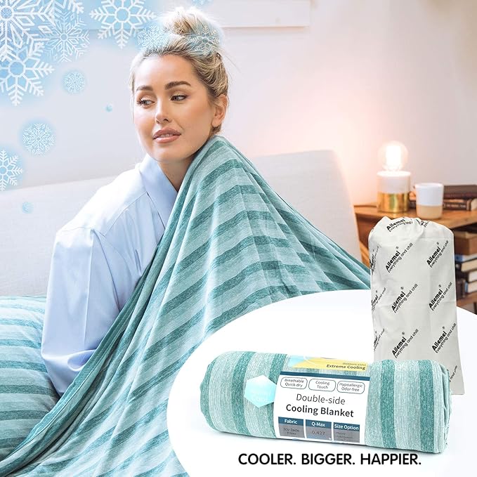 Ailemei Direct Cooling Throw Blanket for Hot Sleepers,Double Sided Cold Effect, Lightweight Breathable Summer Bed Blanket for Couch,Transfer Heat to Keep Body Cool Night Sweats,50"x70"