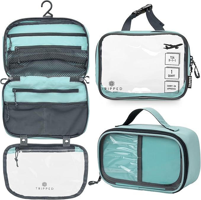 Toiletry Bag Kit Set: Hanging Travel Toiletry Bag + 311 TSA Cosmetic Liquid Bag + Ultralight Accessory Organizer Pouch