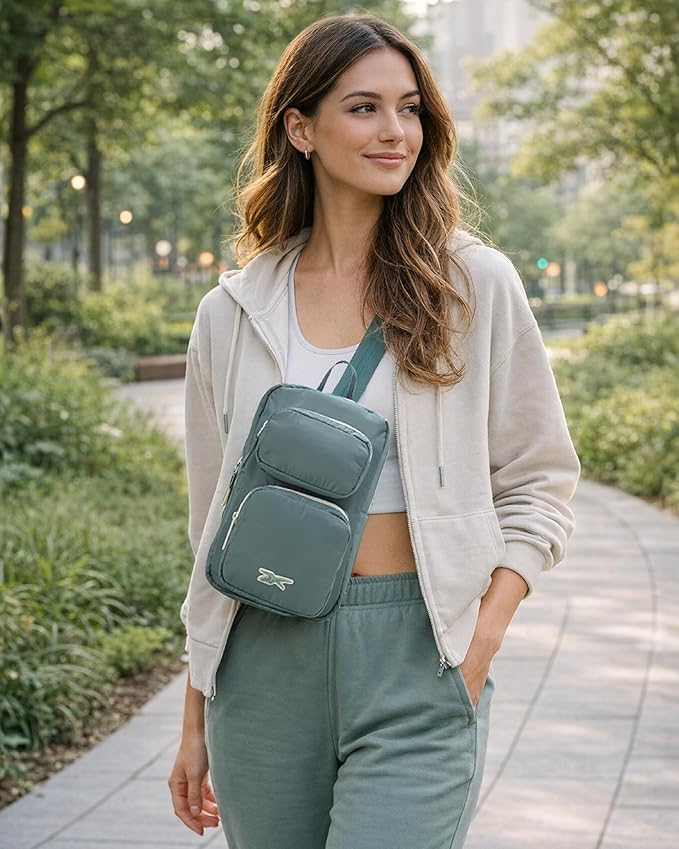 Reebok Unisex Crossbody Bag - Convertible Compact Durable Cross Body Bag for Women and Men - Gym and Travel Essentials, Size One Size, Mikayla Green