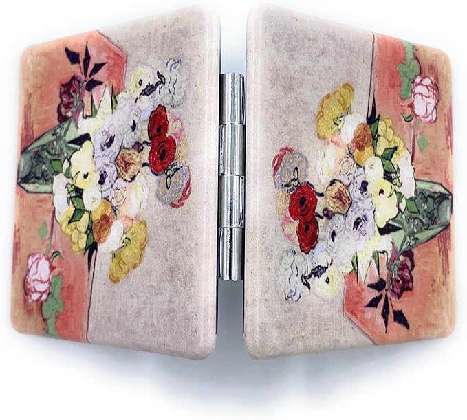 Small Purse Mirror Van Gogh Japanese Vase with Roses and Anemones Mirror Floral Compact Mirror Bridesmaid Mirrors for Wedding