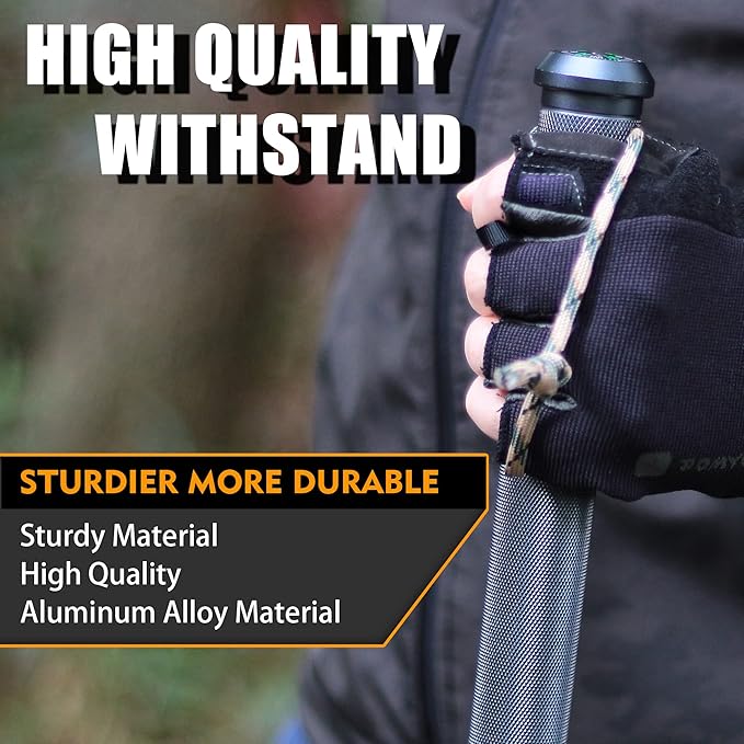 aiGear H2 Survive Tactical Walking Stick Multi Tool – 7-in-1 Survival Hiking Staff, Adjustable Trekking Poles for Men, Outdoor Self Defense Stick for Camping, Hiking & Emergency (Fits 4‘9“ to 6’4”)