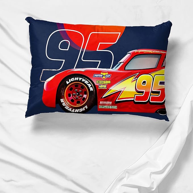 Jay Franco Disney Pixar Cars Sun Ride 1 Single Reversible Pillowcase Featuring Lightning McQueen- Double-Sided Kids Super Soft Bedding (Official Disney Pixar Product)