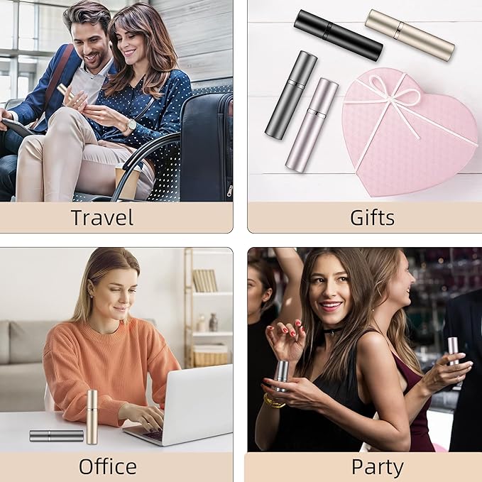 AA01BK Perfume Refillable Bottle 10ml Bottom Refill Portable Purse Atomizer, Cologne Travel Perfume Spray Bottle for Outgoing and Traveling(black)