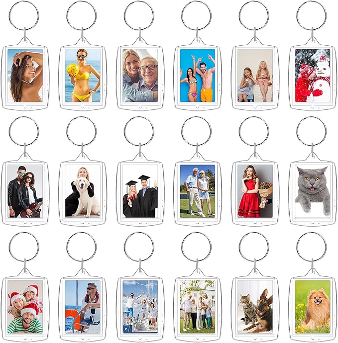 MTLEE 150 Pcs Photo Insert Keychain Clear Acrylic Picture Keychains Picture Frame Blank Photo Insert Keyring