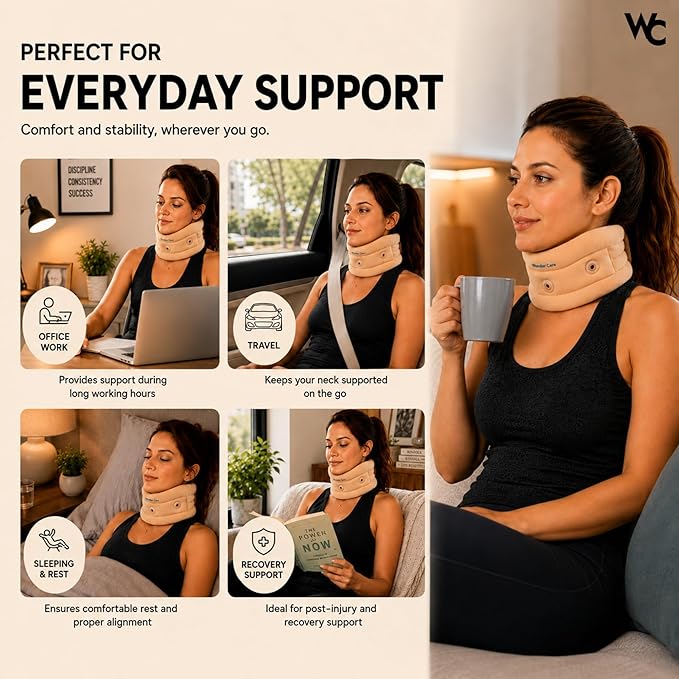 Wonder Care Neck Brace for Sleeping Cervical Collar Adjustable Neck Support Brace Relief Cervical Spine Pressure Ideal for Travel, Office Workers & Neck Injury Recovery, X-Large