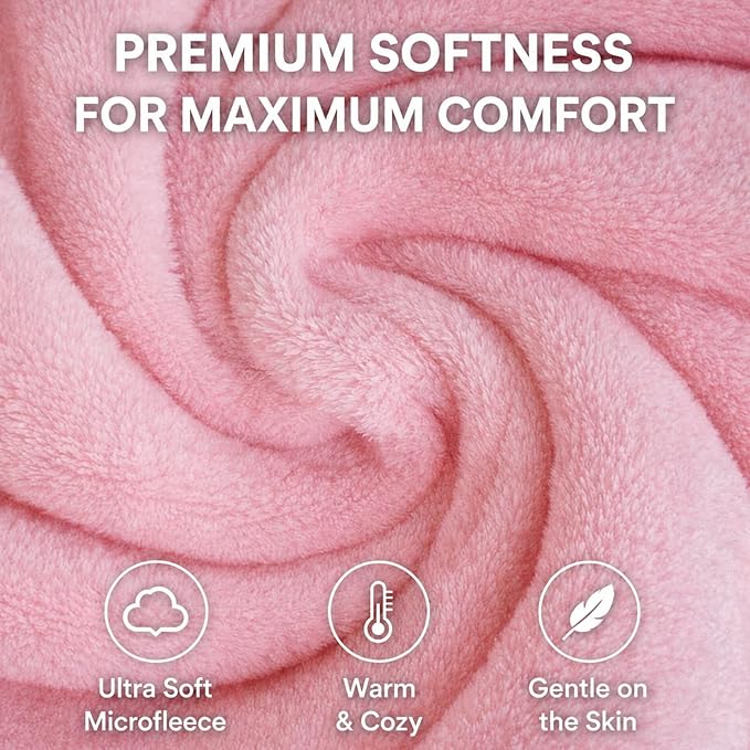 Travel Blanket Airplane Compact with Bag, Soft 40" x 60" Blanket with Luggage Strap & Underseat Personal Item Organizer for Flights, Home & Office, Pink