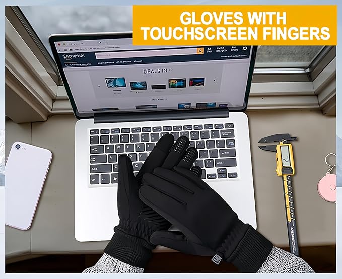 FEWTUR Winter Waterproof Gloves for Women and Men - Thermal Gloves with Touchscreen Fingers, Warm Gloves for Running, Bike and Hiking Cold Weather