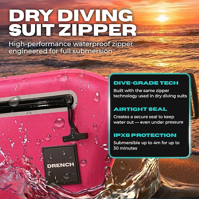 Drench Waterproof Fanny Pack & Floating Phone Pouch | IPX8 Submersible Waist Pack Dry Bag for Beach, Pool, Cruise Travel, Girls Trips, Snorkeling, Kayaking & Water Sports | Pink